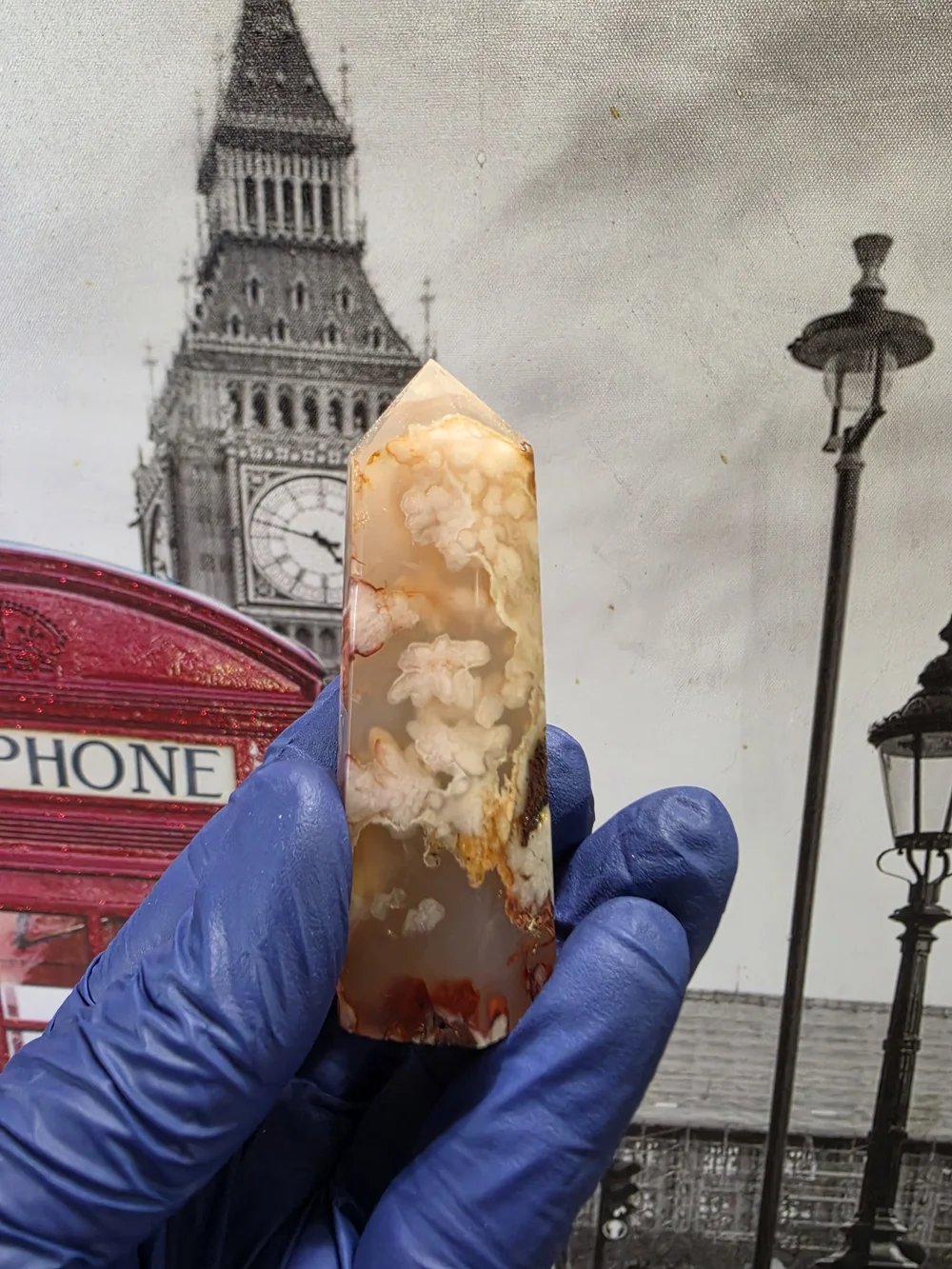 Flower Agate Point - Flowery Cream & Orange Polished Tower